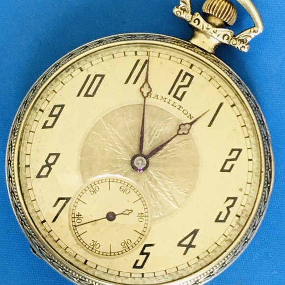 Hamilton Pocket Watch Knights of Columbus 14k Gold Pin & 14k GF Runs - Picture 3 of 9